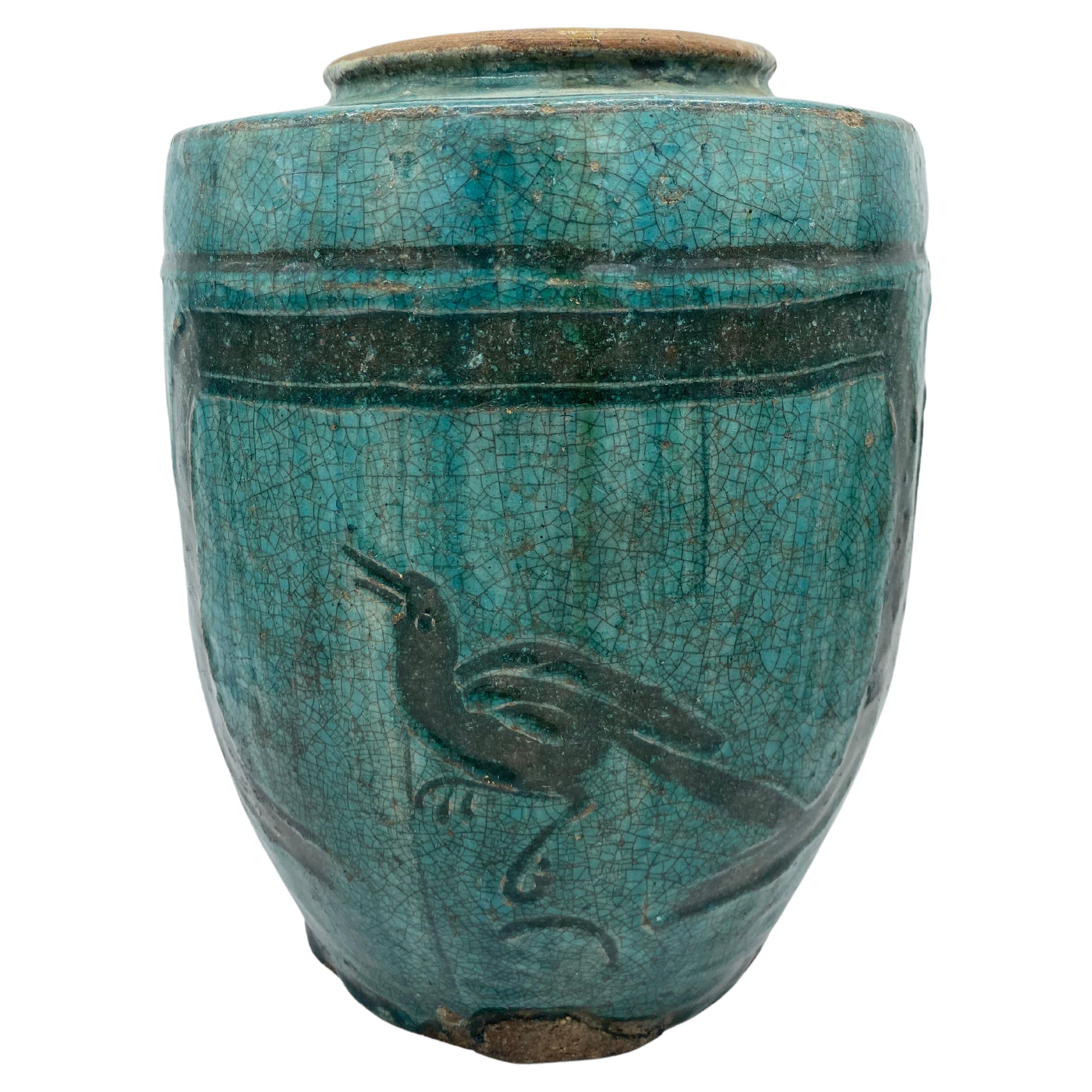 Vaso in stile Martaban blu antico del XIX secolo