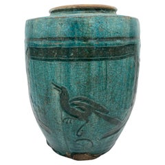 Antique Antic Blue Martaban Style Jar 19th Century