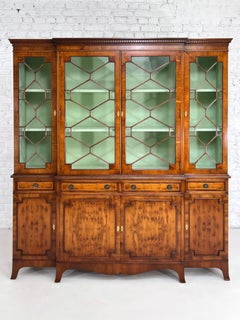 Antic Wooden and Glass Bookcase Storage and Vitrine Cabinet