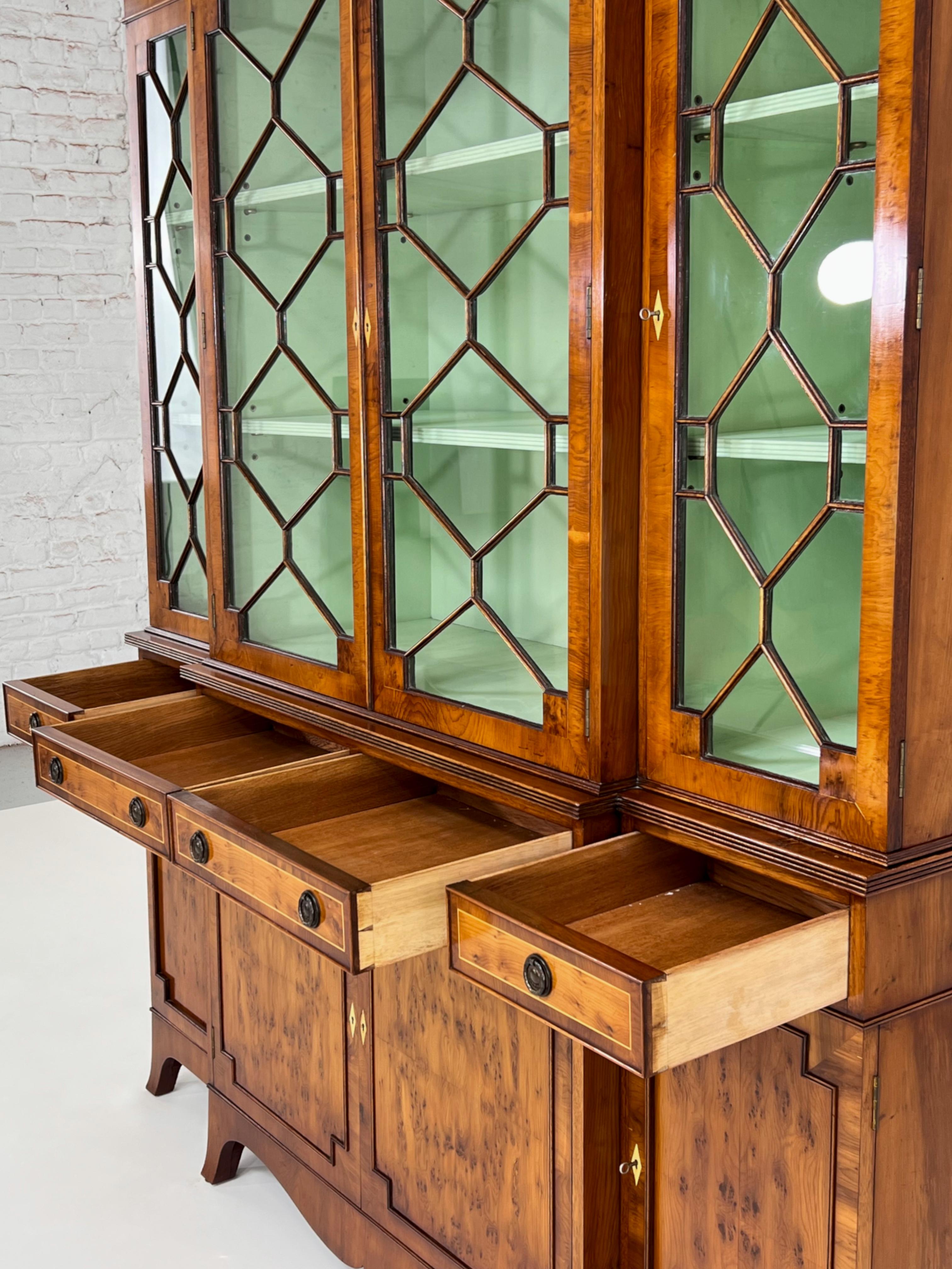 20th Century Antic Wooden and Glass Bookcase Storage and Vitrine Cabinet For Sale