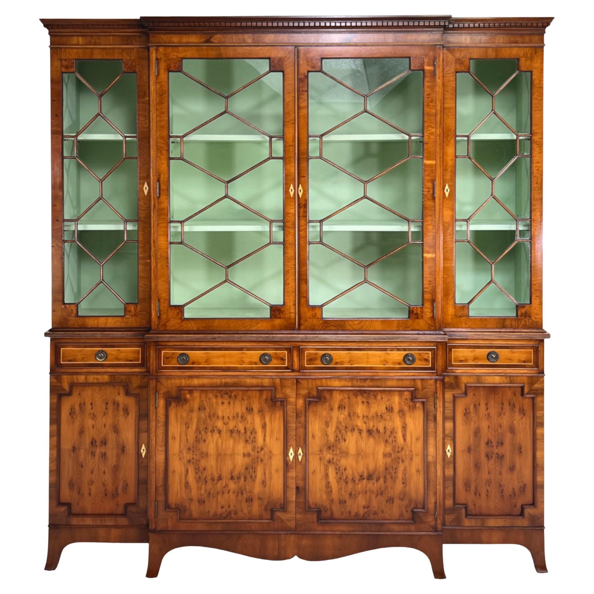 Antic Wooden and Glass Bookcase Storage and Vitrine Cabinet For Sale