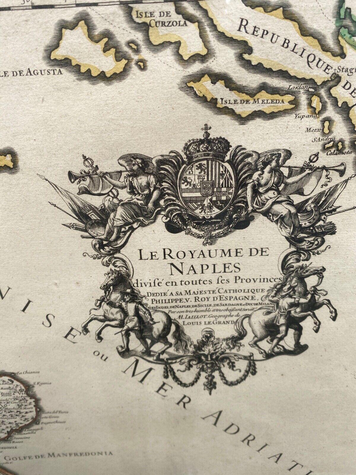 Louis XVI Antica Carta Geografica Regno di Napoli - 1706 - XVIII Secolo Francia For Sale
