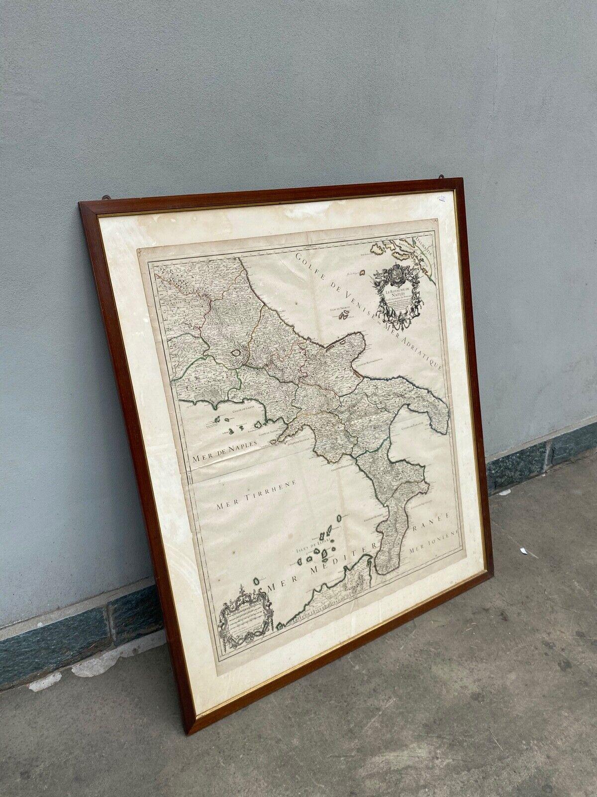 Antica Carta Geografica Regno di Napoli - 1706 - XVIII Secolo Francia In Good Condition For Sale In Milano, MI