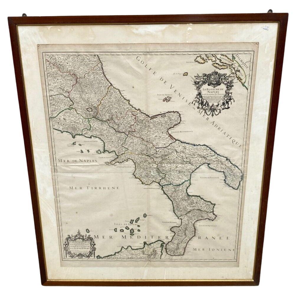 Antica Carta Geografica Regno di Napoli - 1706 - XVIII Secolo Francia For Sale