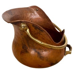 Panier italien ancien du 19ème siècle en cuivre et laiton