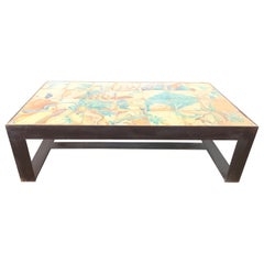 Antica Collection Creation Iron Table with 17th Century Portuguese Tiles Inset