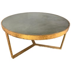 Antica Collection Fabricated Coffee Or Cocktail Table Of Iron And Slate