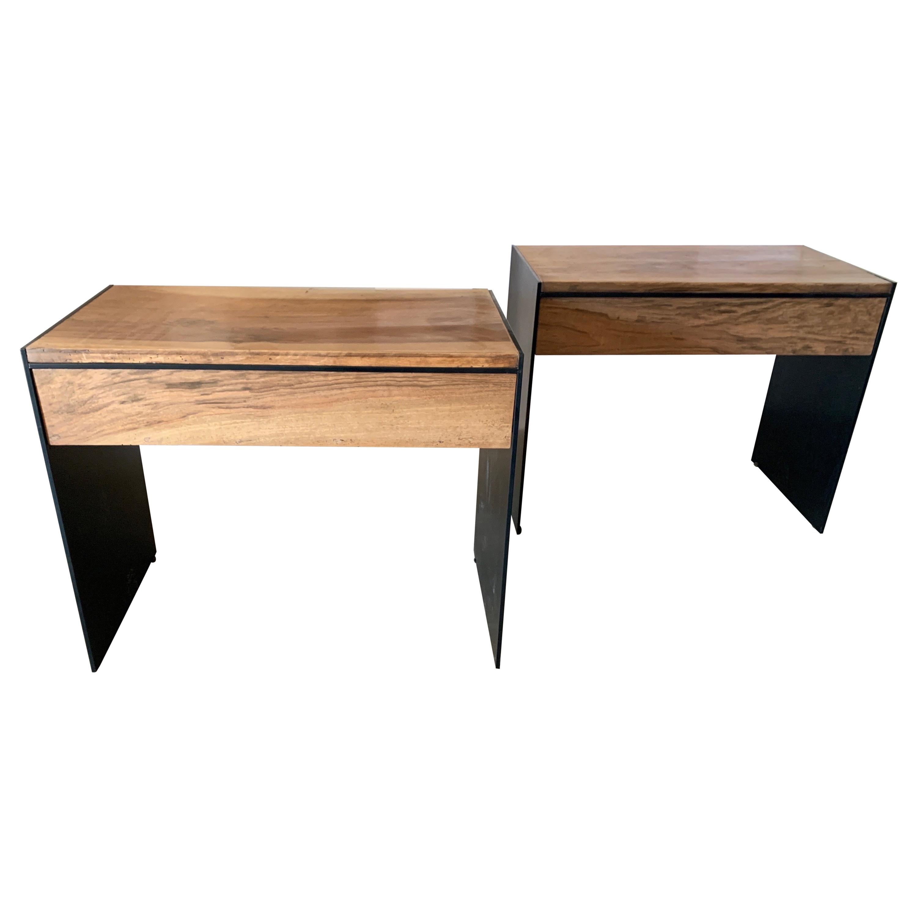 Antica Collection Fabricated Iron and Exotic Wood from Spain Modern Side Tables