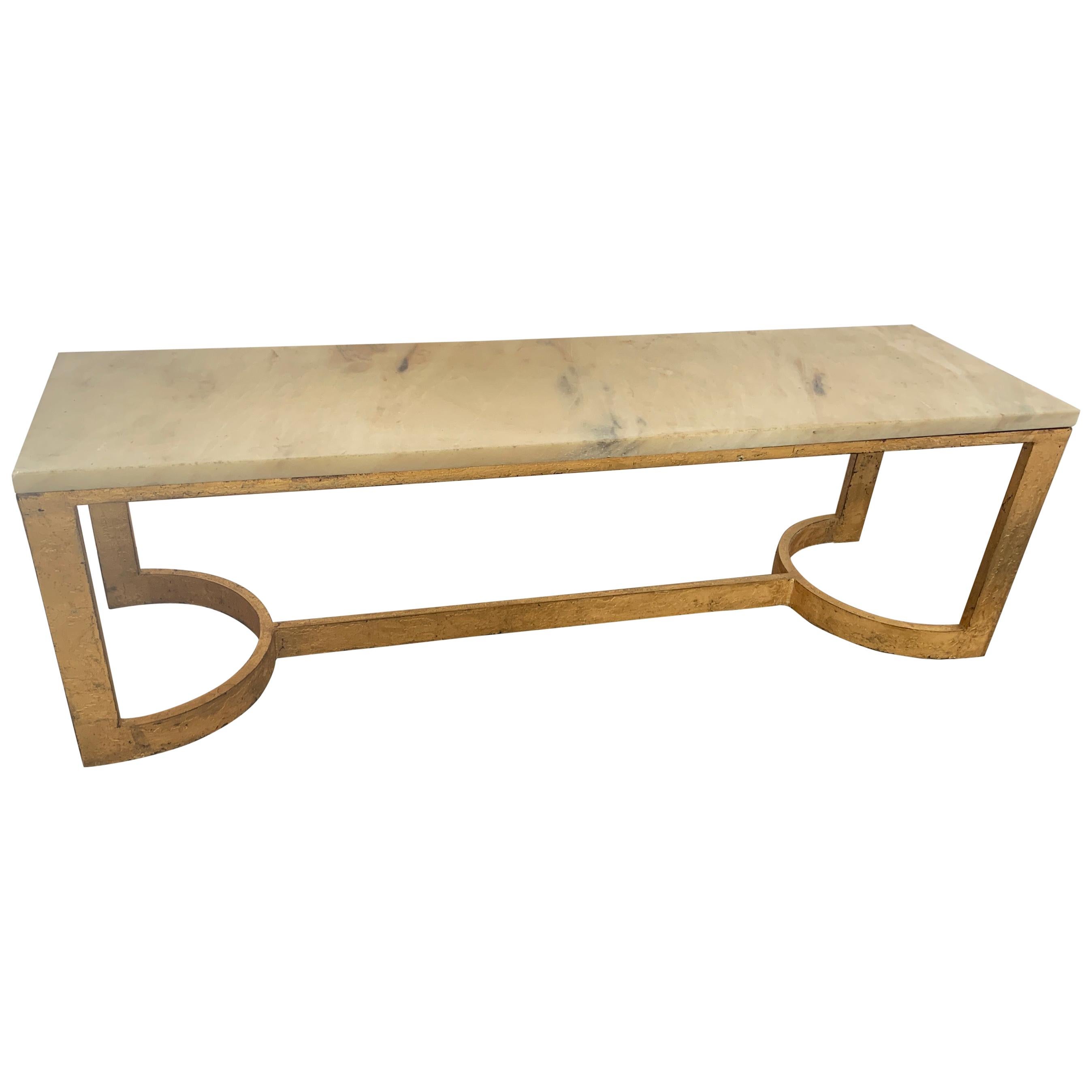 Antica Collection Fabricated Iron and Marble Coffee Table