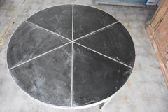 Antica Collection Fabricated Iron Table with Silver Leaf and Black Slate Inset
