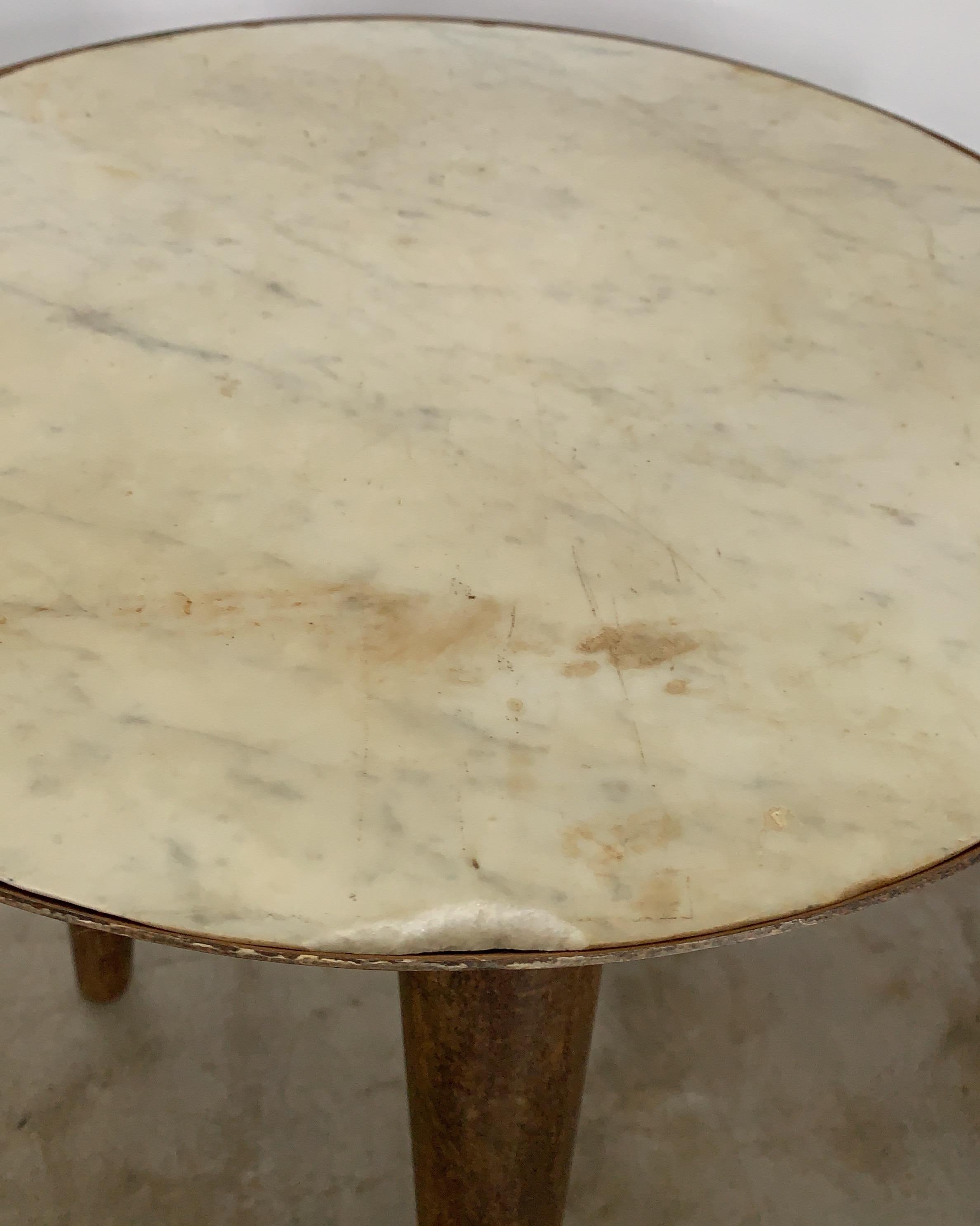 Spanish Antica Collection Fabricated Iron with Vintage Marble Side Table from Spain