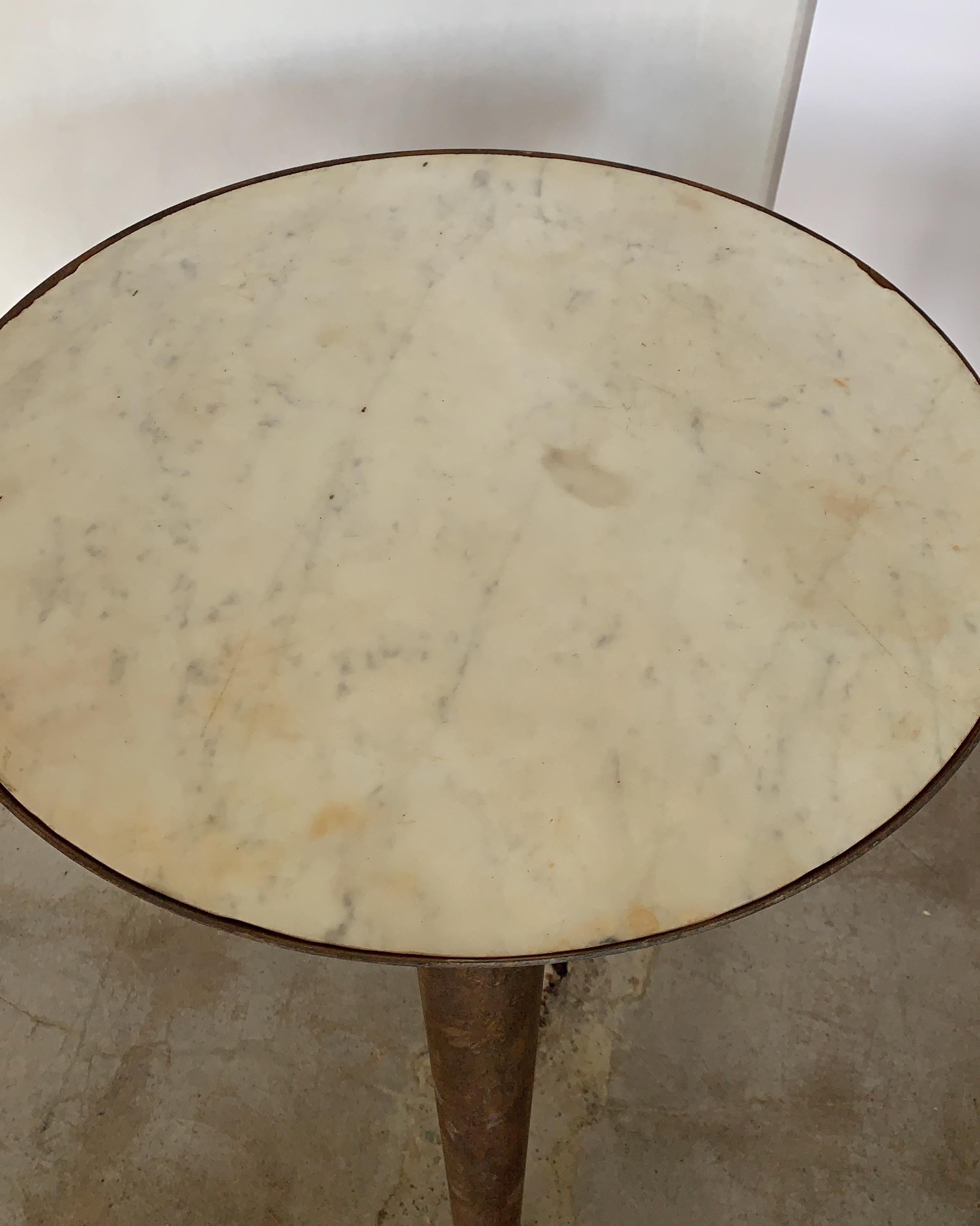 Antica Collection Fabricated Iron with Vintage Marble Side Table from Spain 1