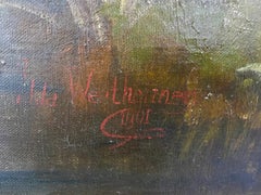 Antica coppia di dipinti a olio "Paesaggio "firmati , Germania, Jugendstil, 1901