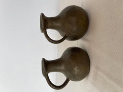 Antique pair of solid bronze vases, 19th century