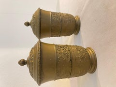 Antique pair Italian brass urn 20th century
