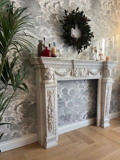 Antique Carved Marble Fireplace Frame , Italy