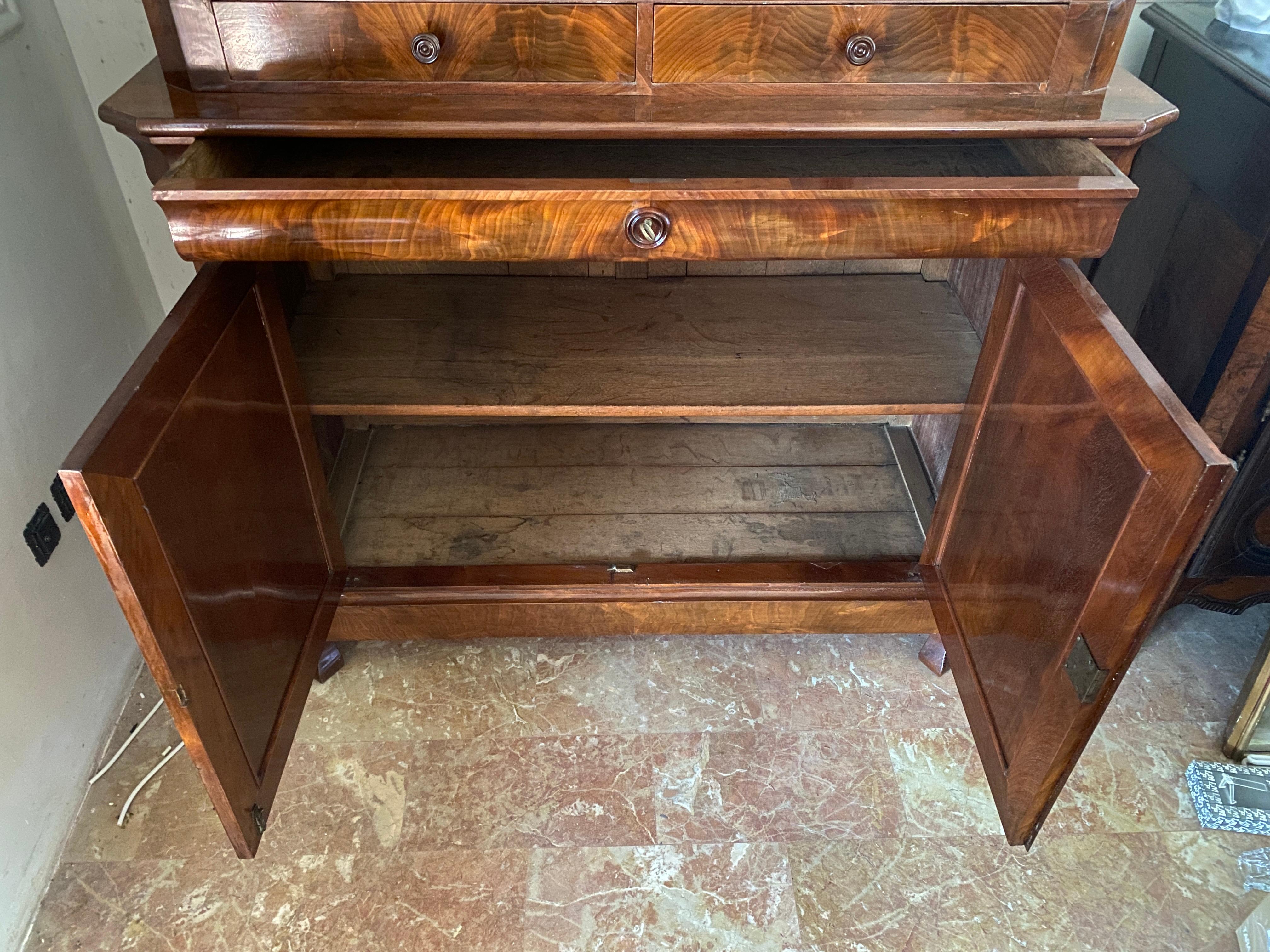 Antica credenza vetrina biblioteca francese epoca Luigi Filippo 1860 For Sale 4