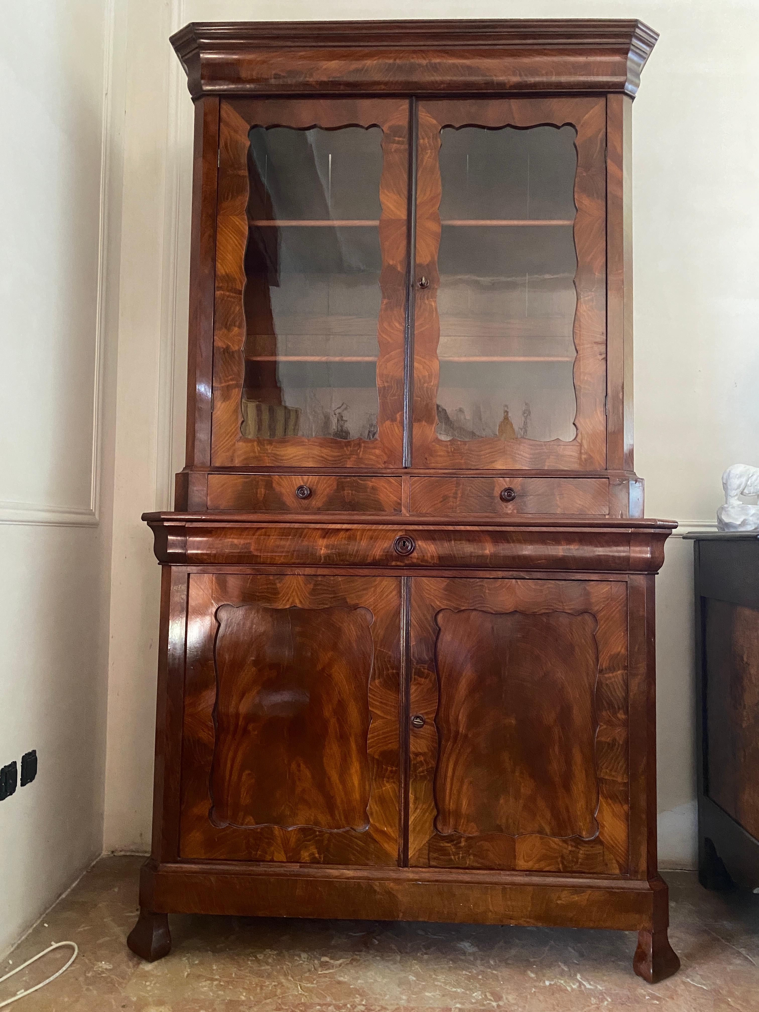 Crédence antique vetrina biblioteca francese epoca Luigi Filippo 1860 en vente 10