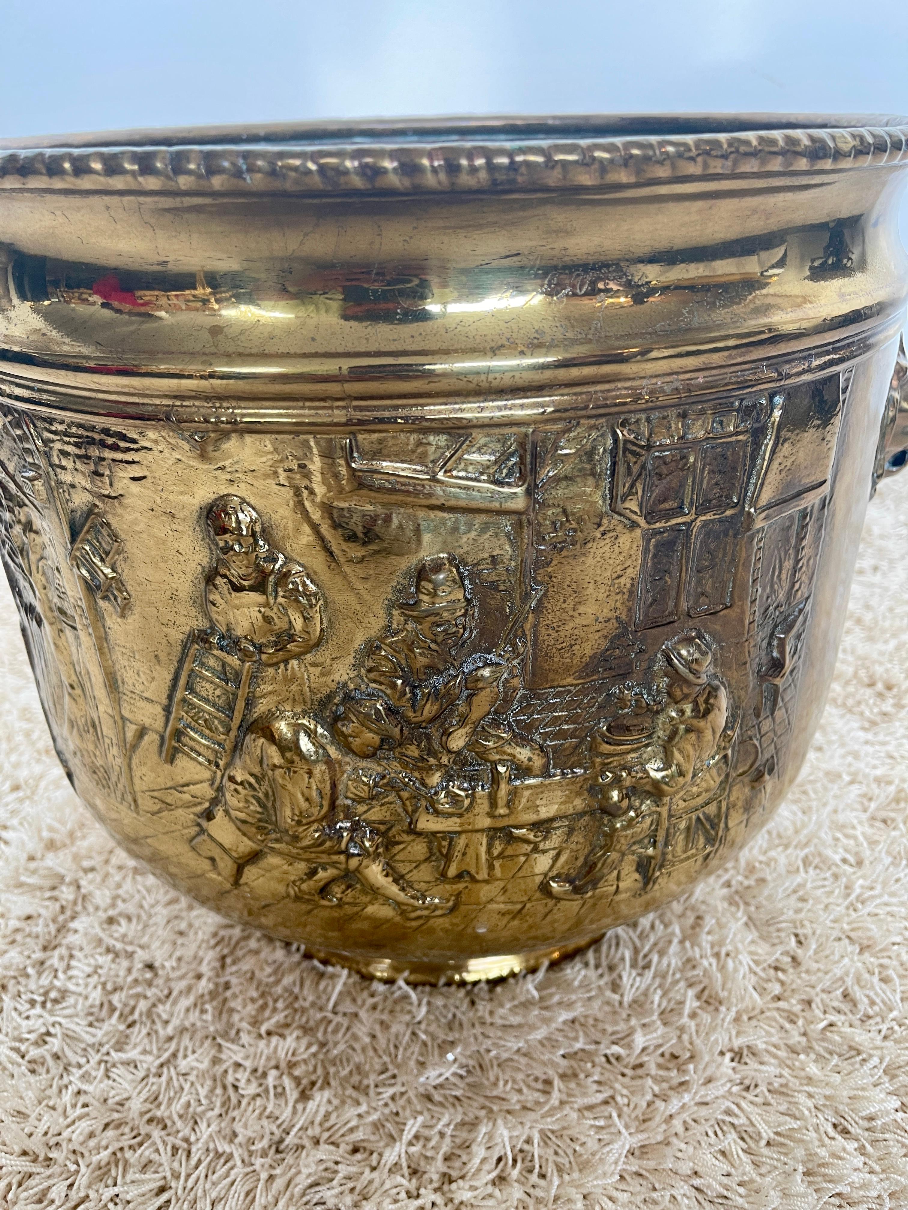 Antique 19th century Italian brass flower pot