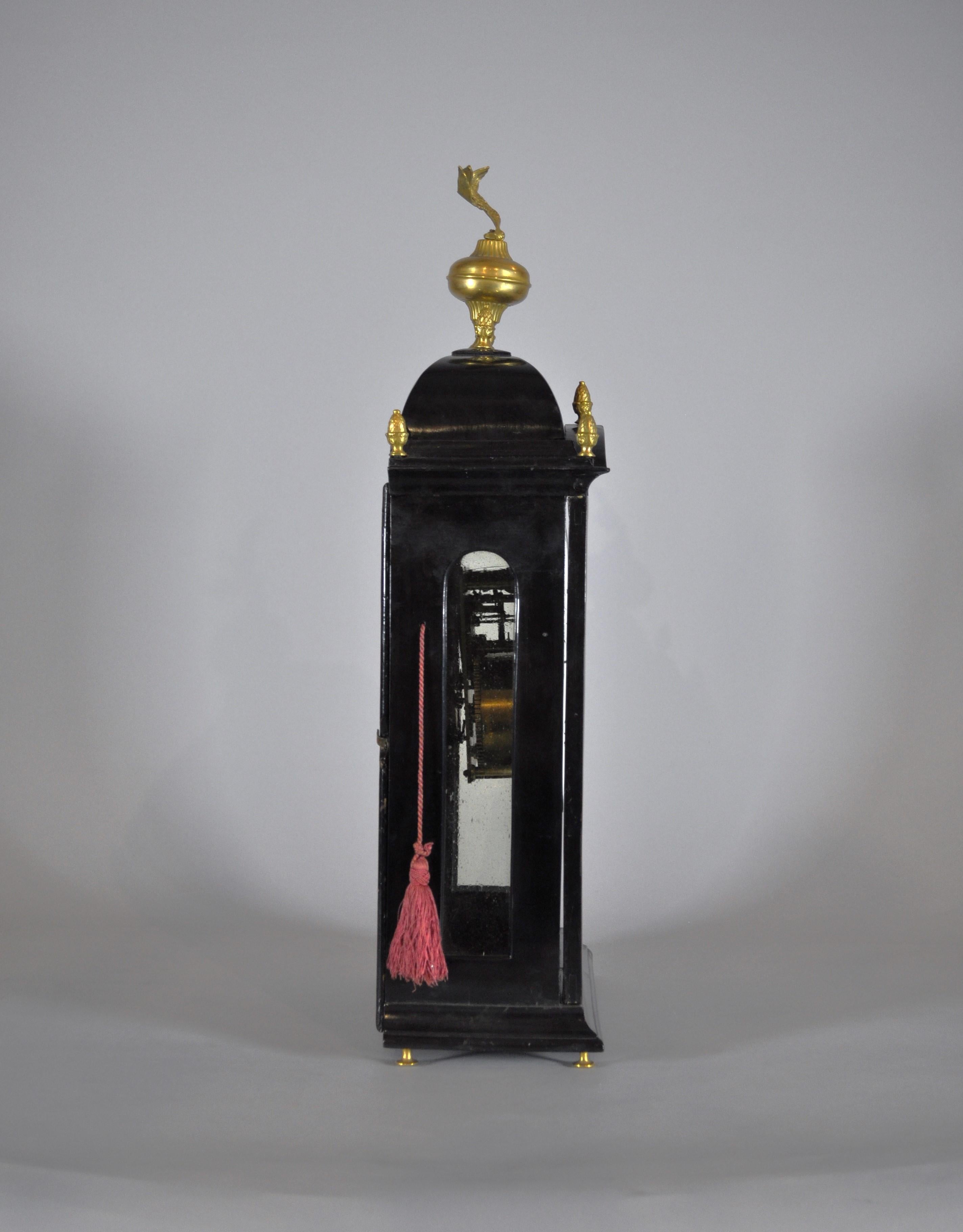 Louis XV Antique Swiss wooden clock with gilt eagle, chime, 1750s era. For Sale