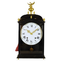Antica pendola svizzera in legno con aquila dorata, suoneria, epoca 1750.
