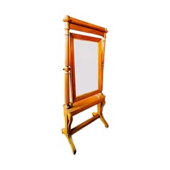 Antica psiche neoclassica in noce biondo con eleganti colonne
