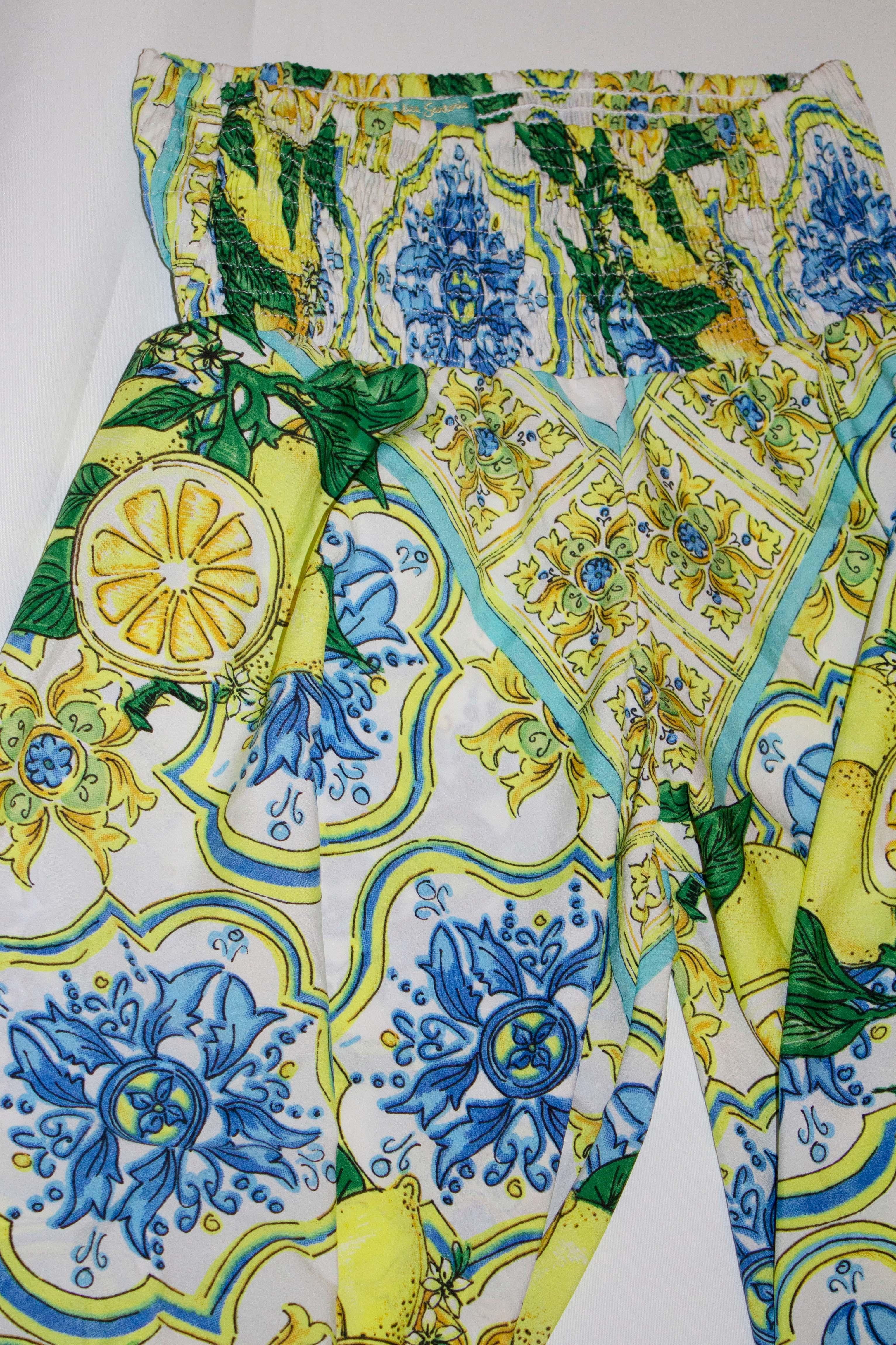 Antica Santoria Print Palazzo Pants In Good Condition For Sale In London, GB