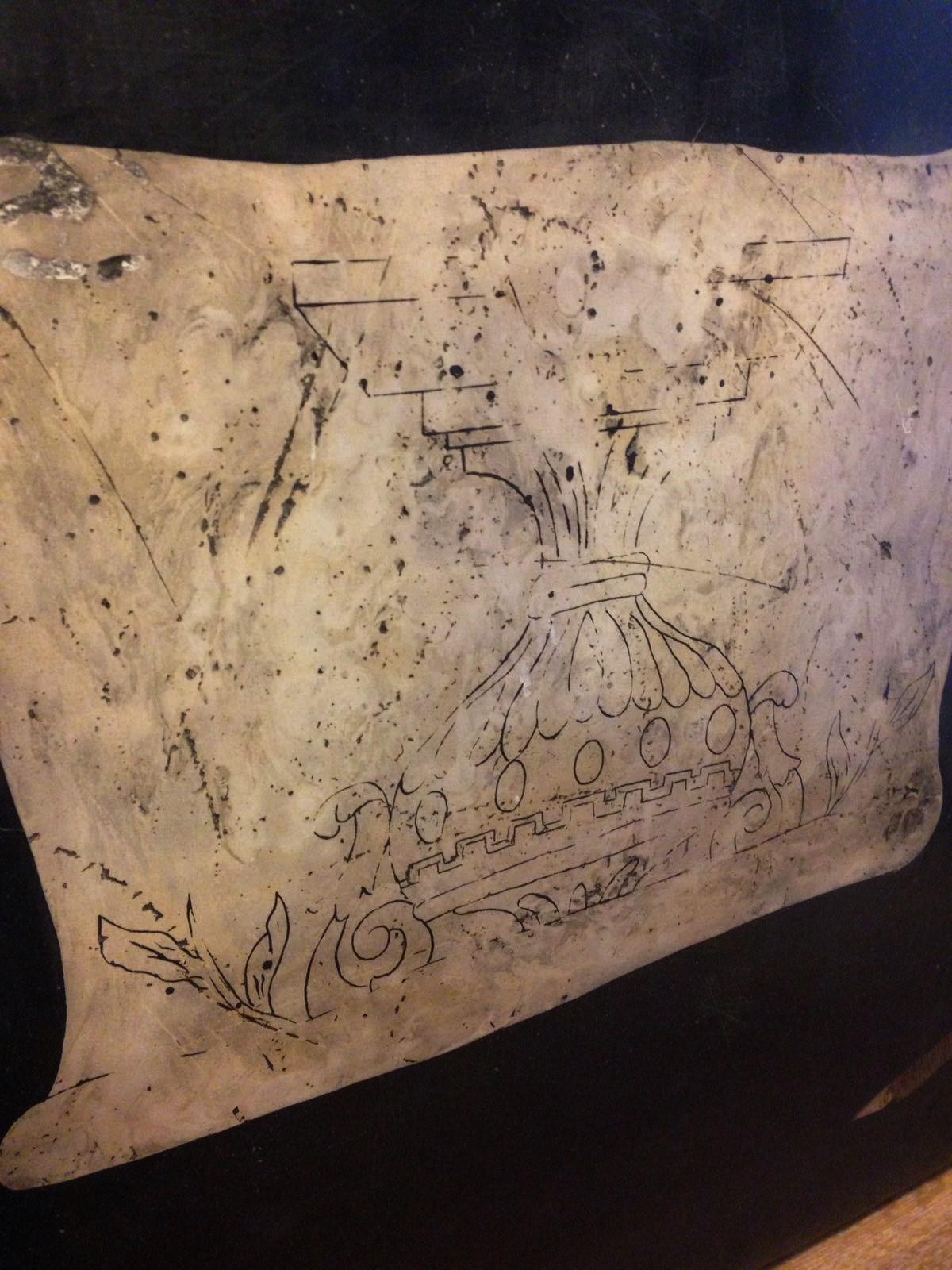 Antica scagliola italiana con disegni, piano da appoggio, tavolo. XIX secolo In condizioni discrete in vendita a Milano, IT