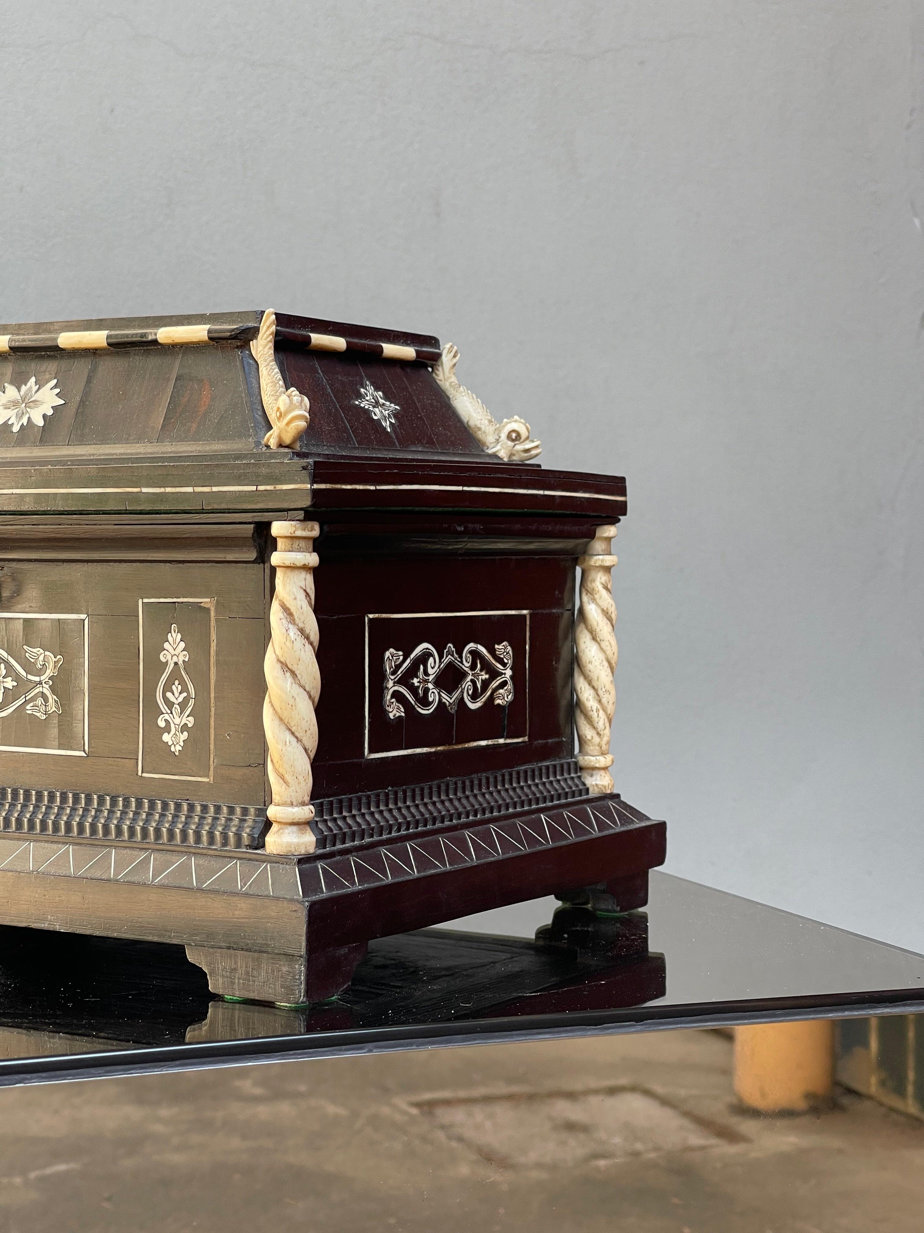 antica scatola in legno di ebano e osso - antichita - prima meta 19 secolo In Excellent Condition For Sale In Milano, MI
