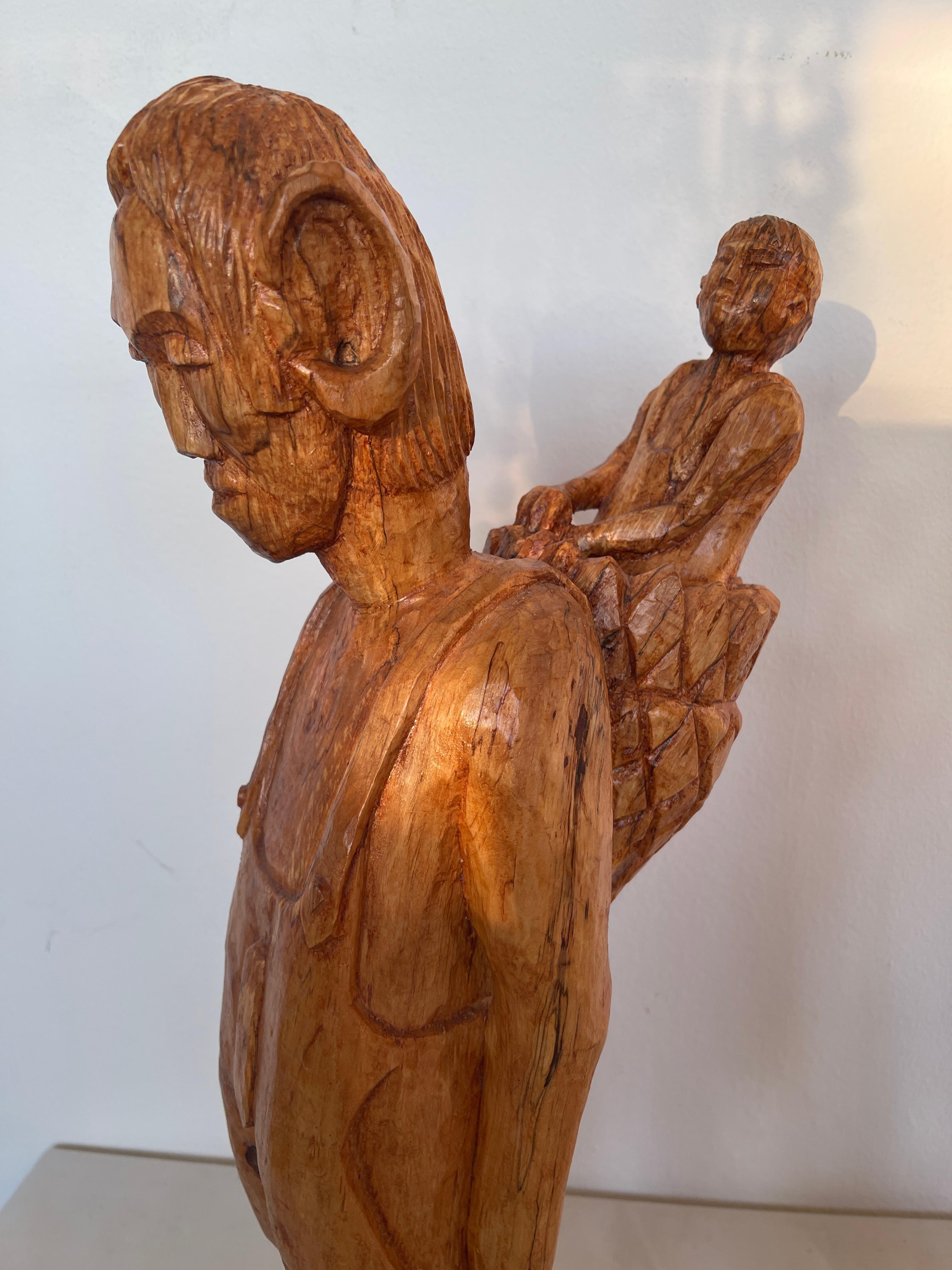 Escultura antigua de pareja africana tallada a mano años 40 20th Century en venta