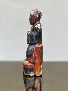 Antica scultura lignea Raffigurazione di Monaco Cinese