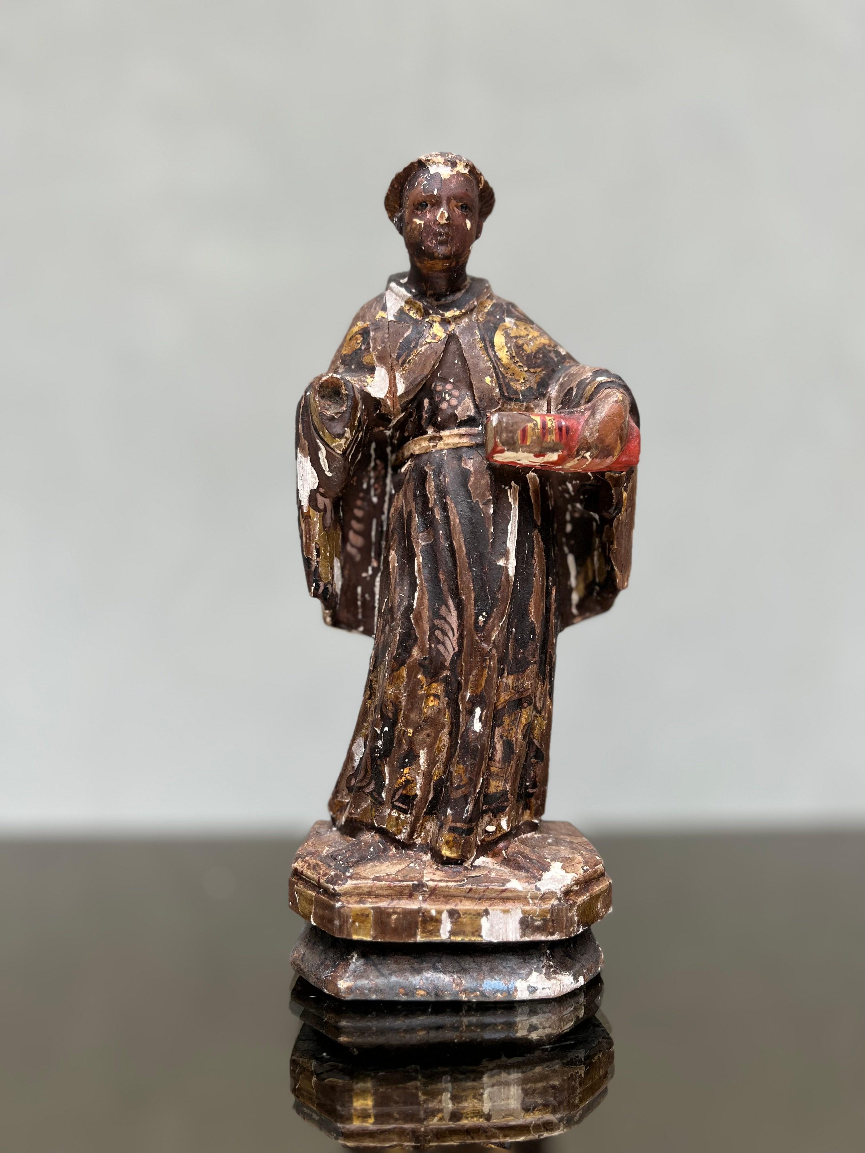 19th Century Antica scultura lignea Raffigurazione di Santo  For Sale