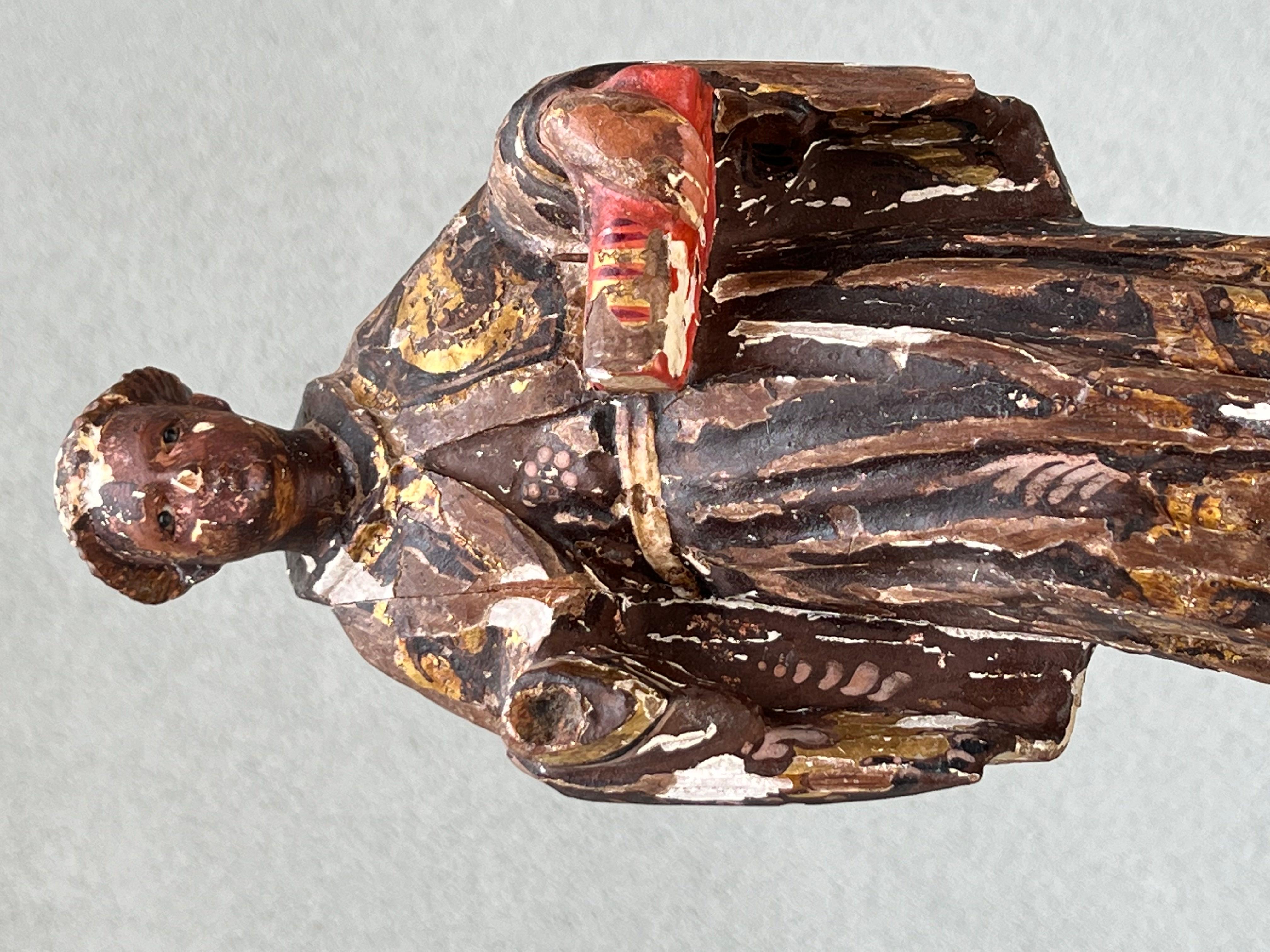 Antica scultura lignea Raffigurazione di Santo en vente 3