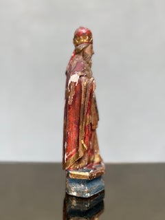 Antica scultura lignea Raffigurazione di Santo - policroma - santo - scultura