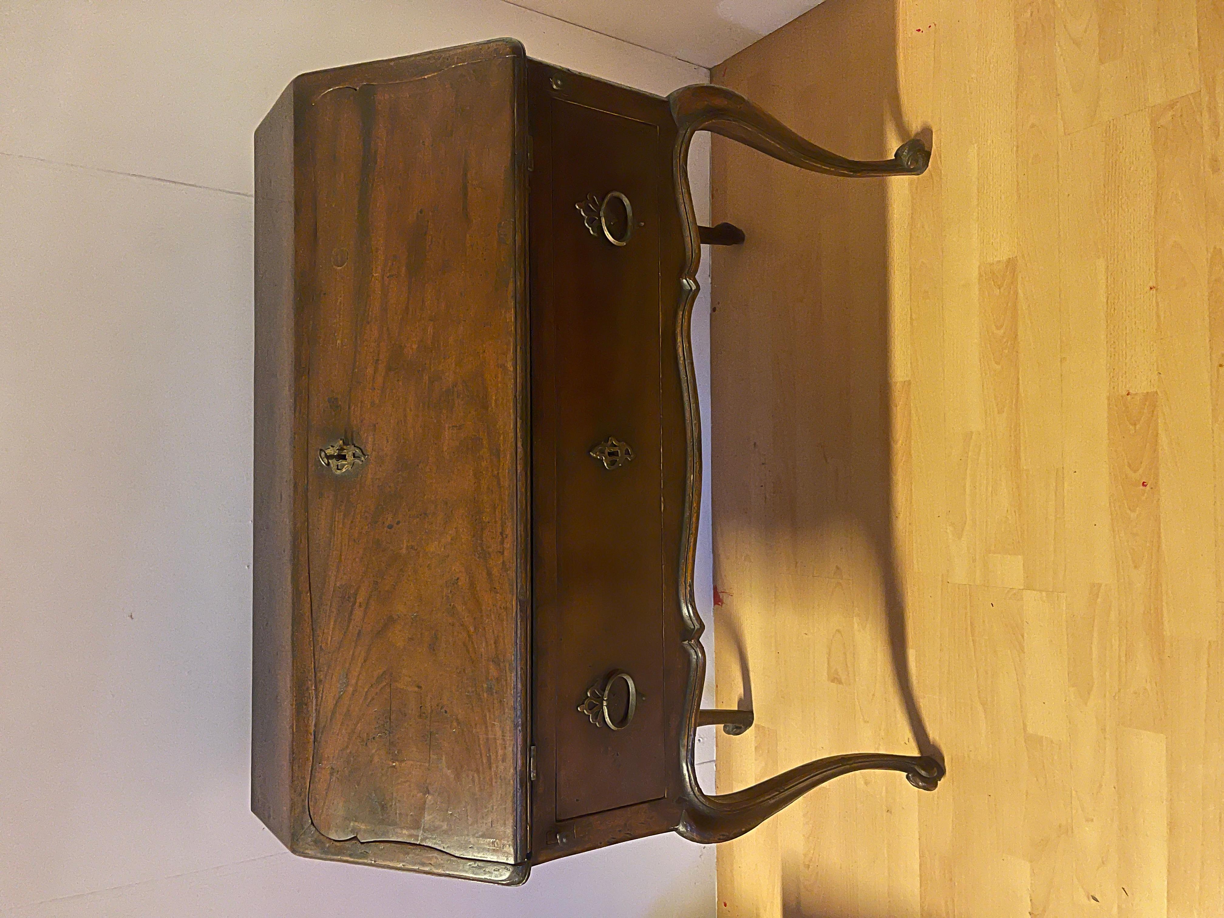 Antica secretaire italiana a ribalta in legno, XX secolo 