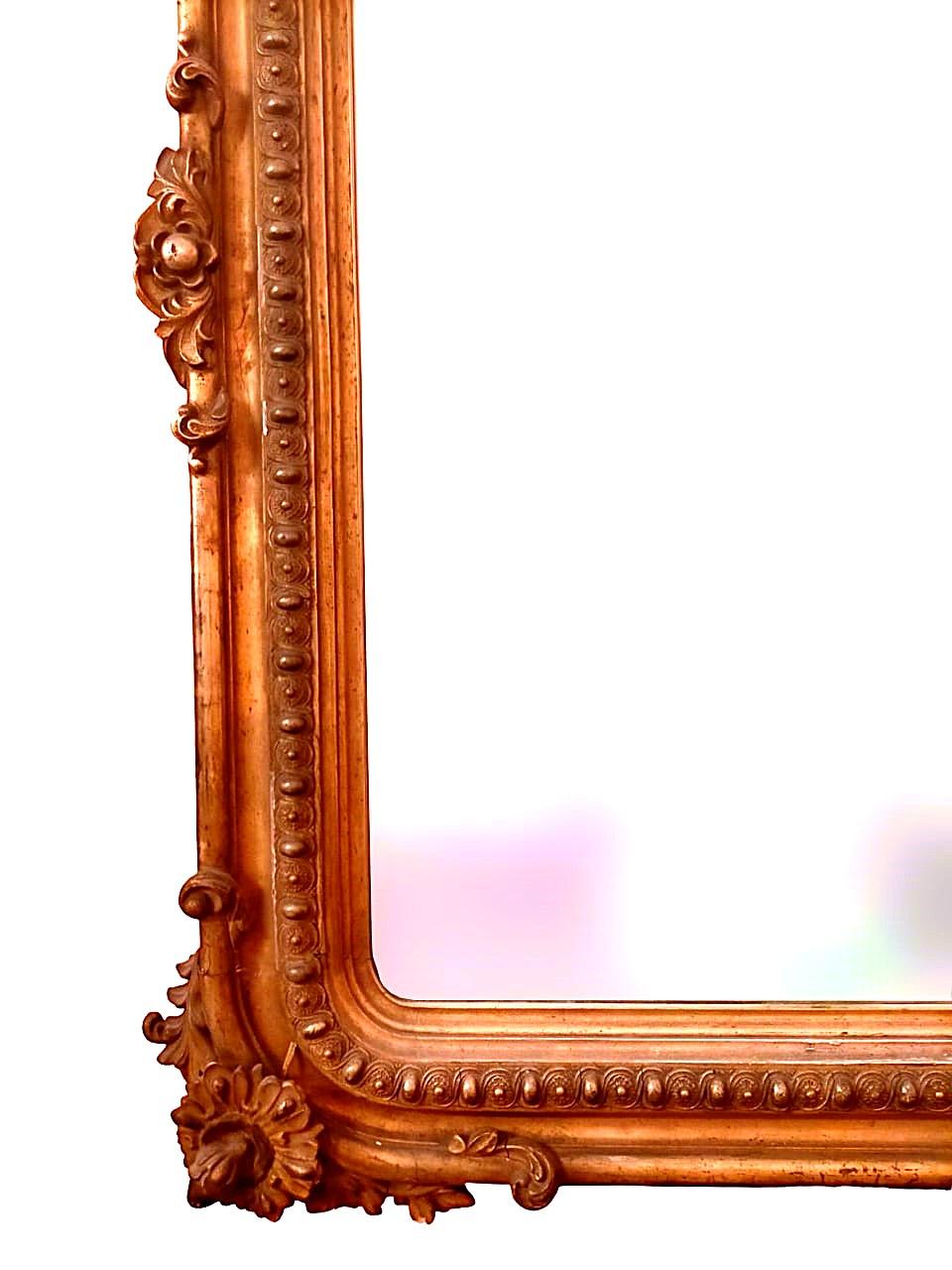 Italian Miroir ancien doré et décoré des années 1880 en vente