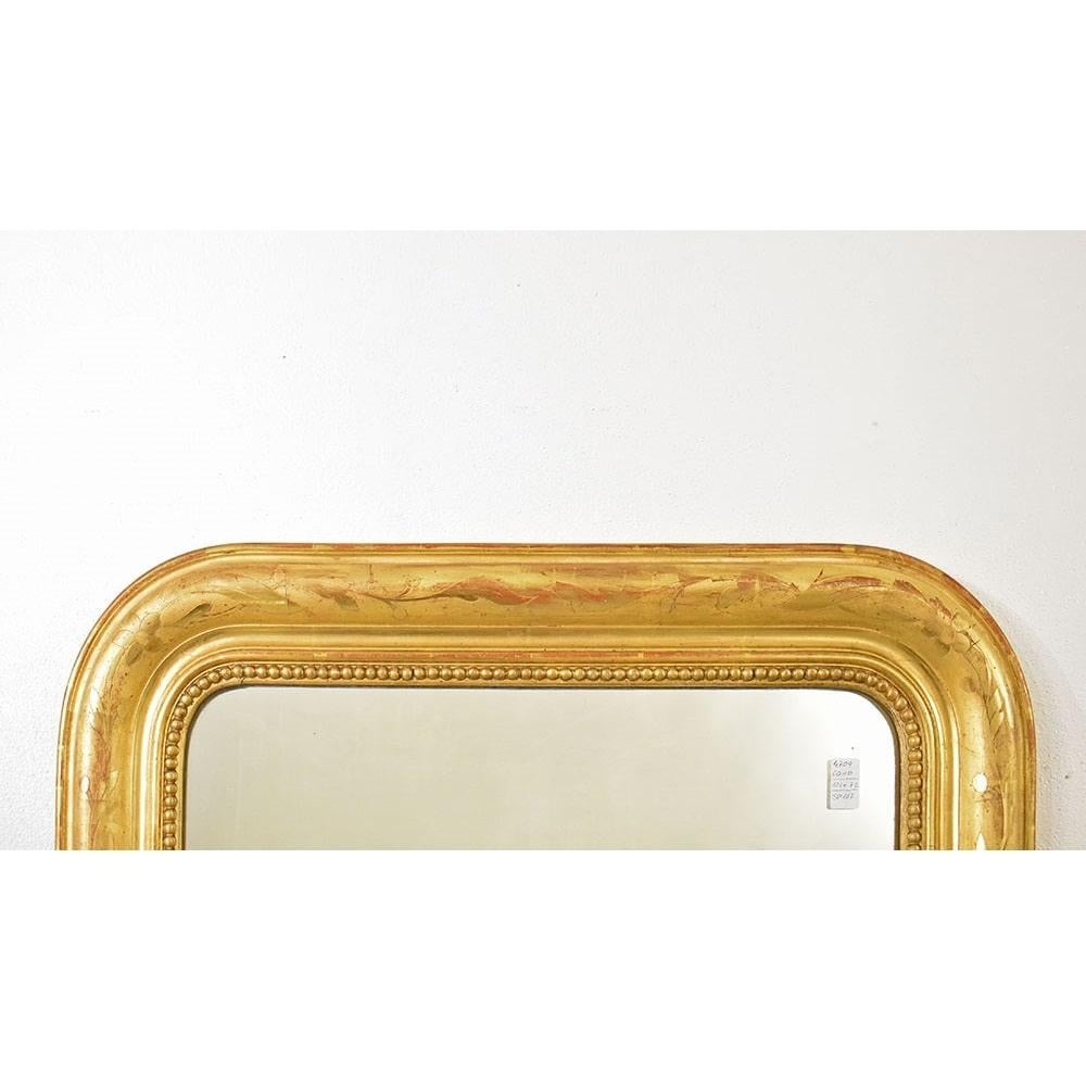 Antica specchiera dorata in foglia di oro zecchino, epoca Luigi Filippo, XIX. (French) im Angebot