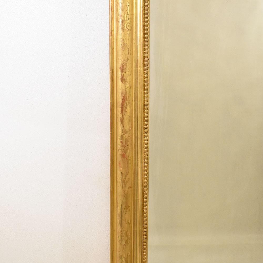 Antica specchiera dorata in foglia di oro zecchino, epoca Luigi Filippo, XIX. (Vergoldet) im Angebot