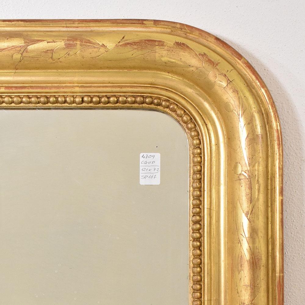 Antica specchiera dorata in foglia di oro zecchino, epoca Luigi Filippo, XIX. (19th Century) im Angebot