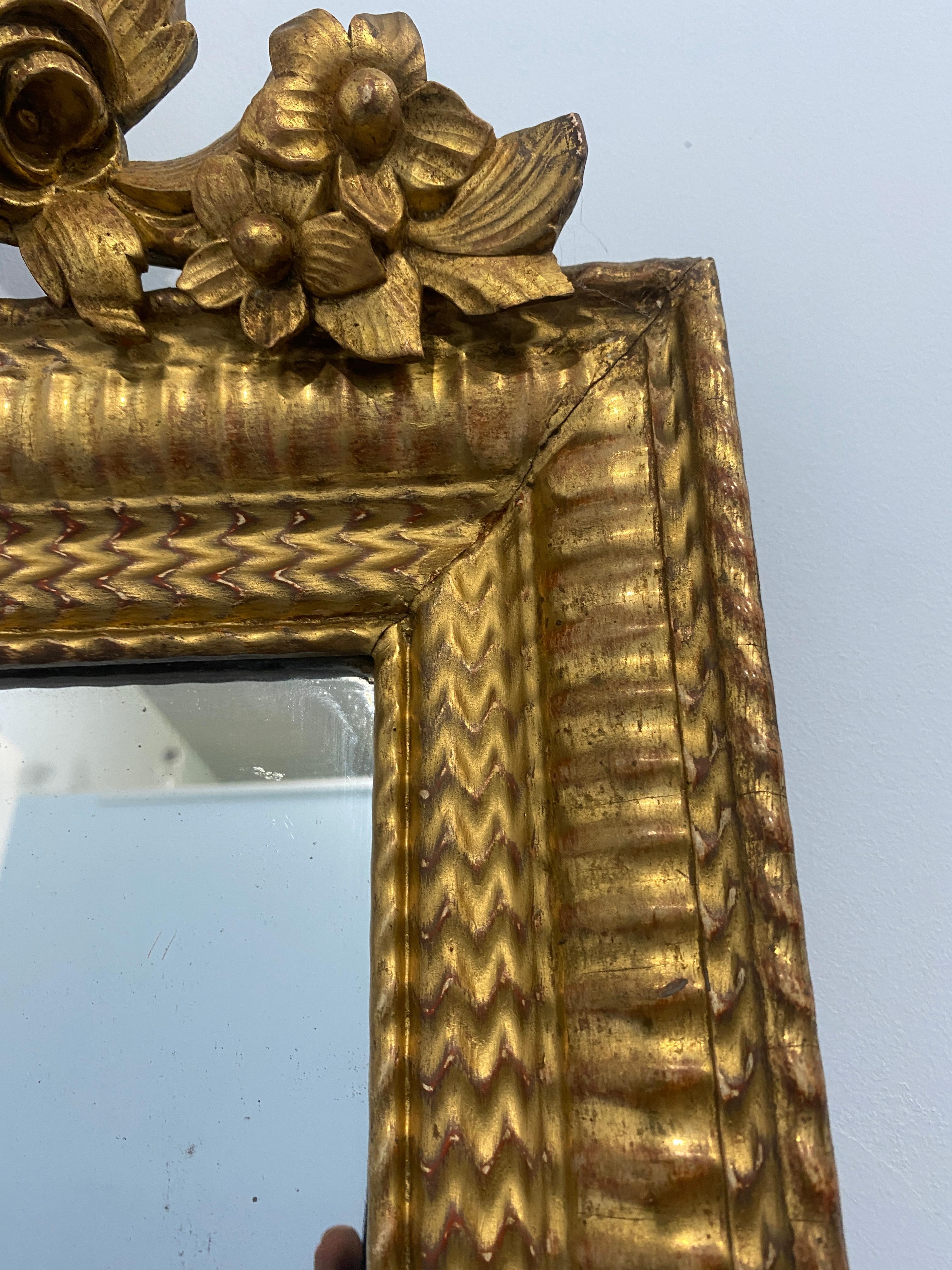 Gesso Antique French gilded gold leaf mirror Louis Philippe era, 1850s For Sale