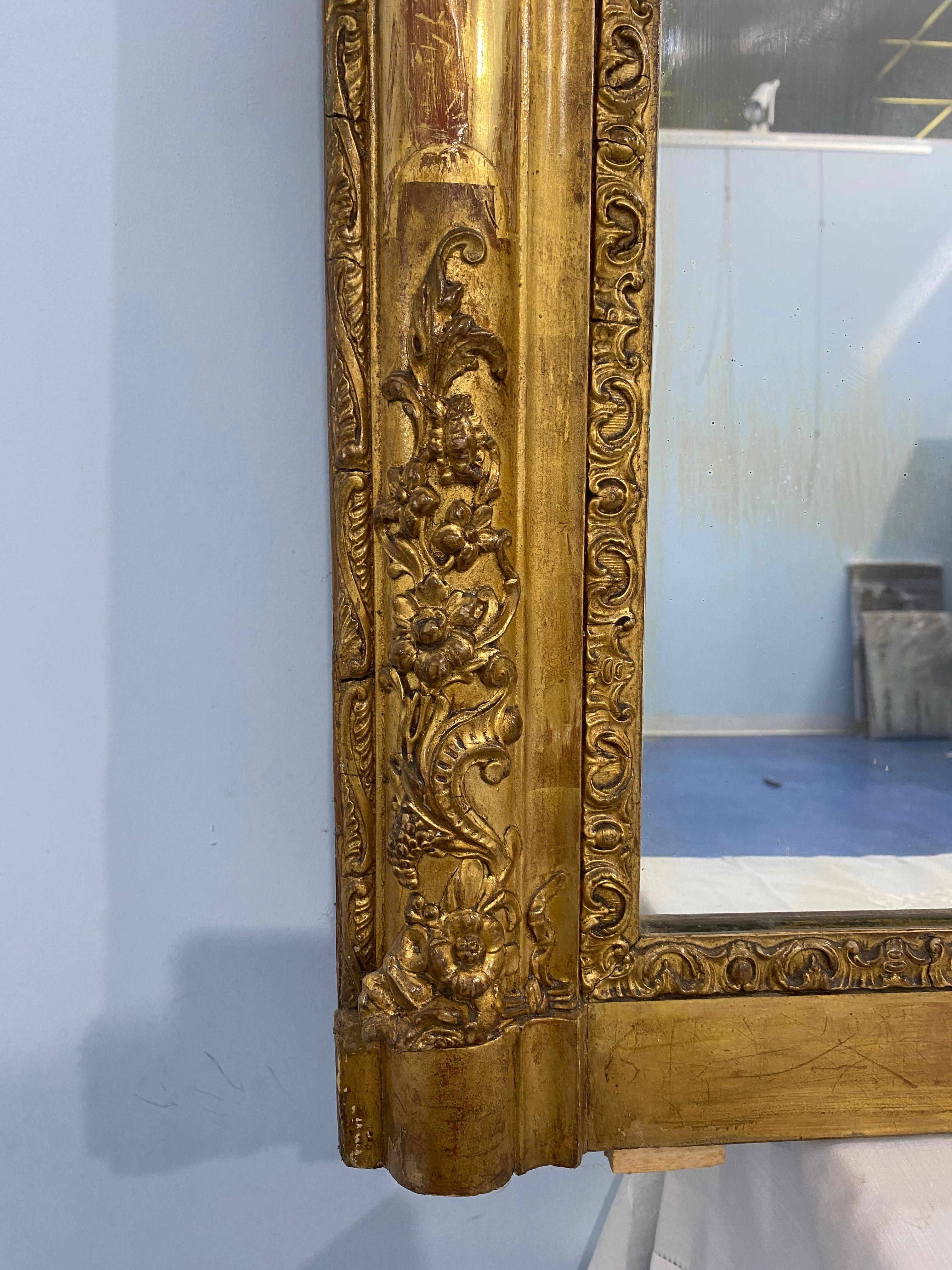 Antike specchiera francese dorata eine foglia d'oro epoca Napoleone Terzo, 1870 im Zustand „Gut“ im Angebot in Traversetolo, IT