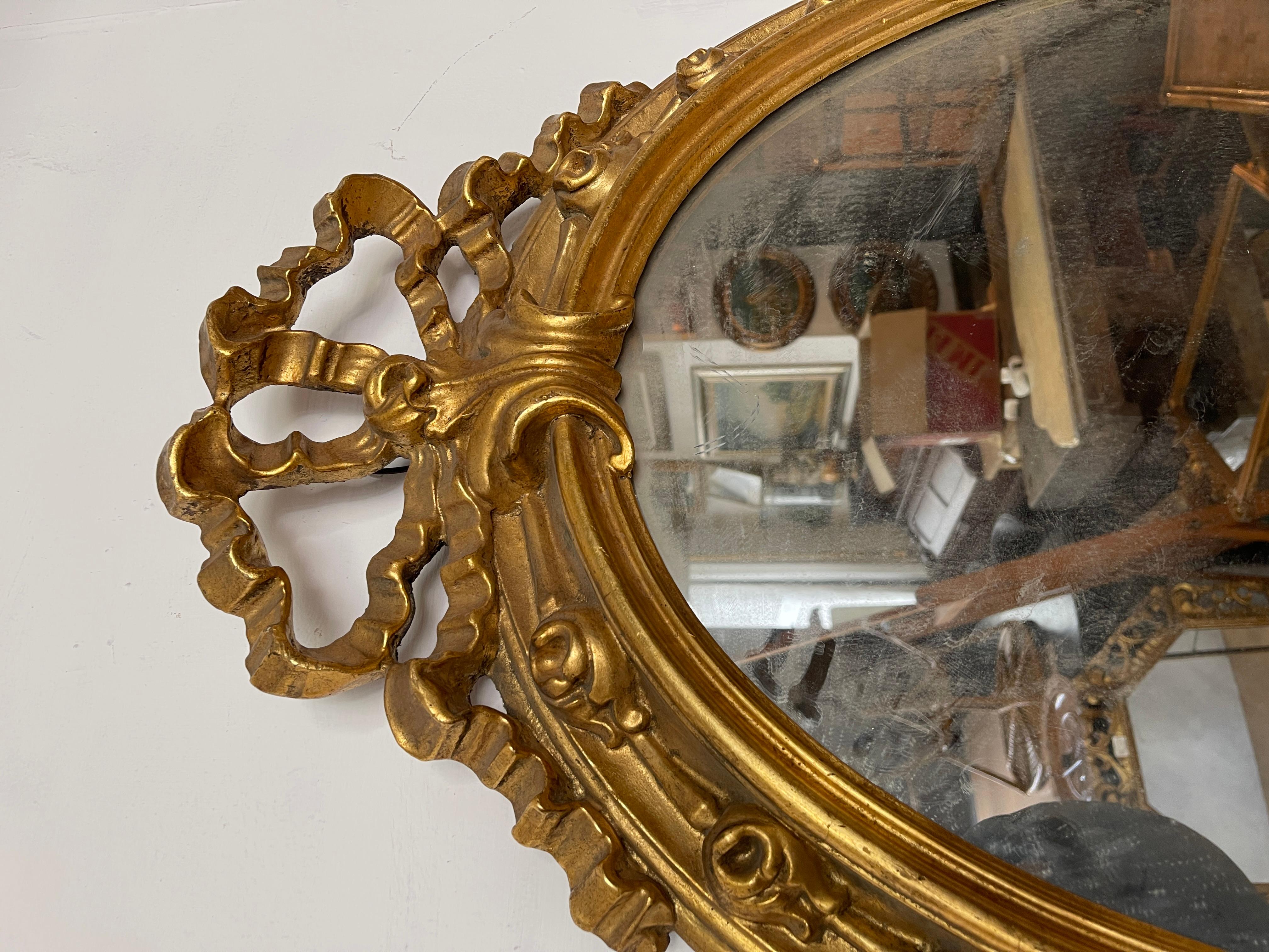 Louis XVI Antique French gold leaf mirror 19th century For Sale