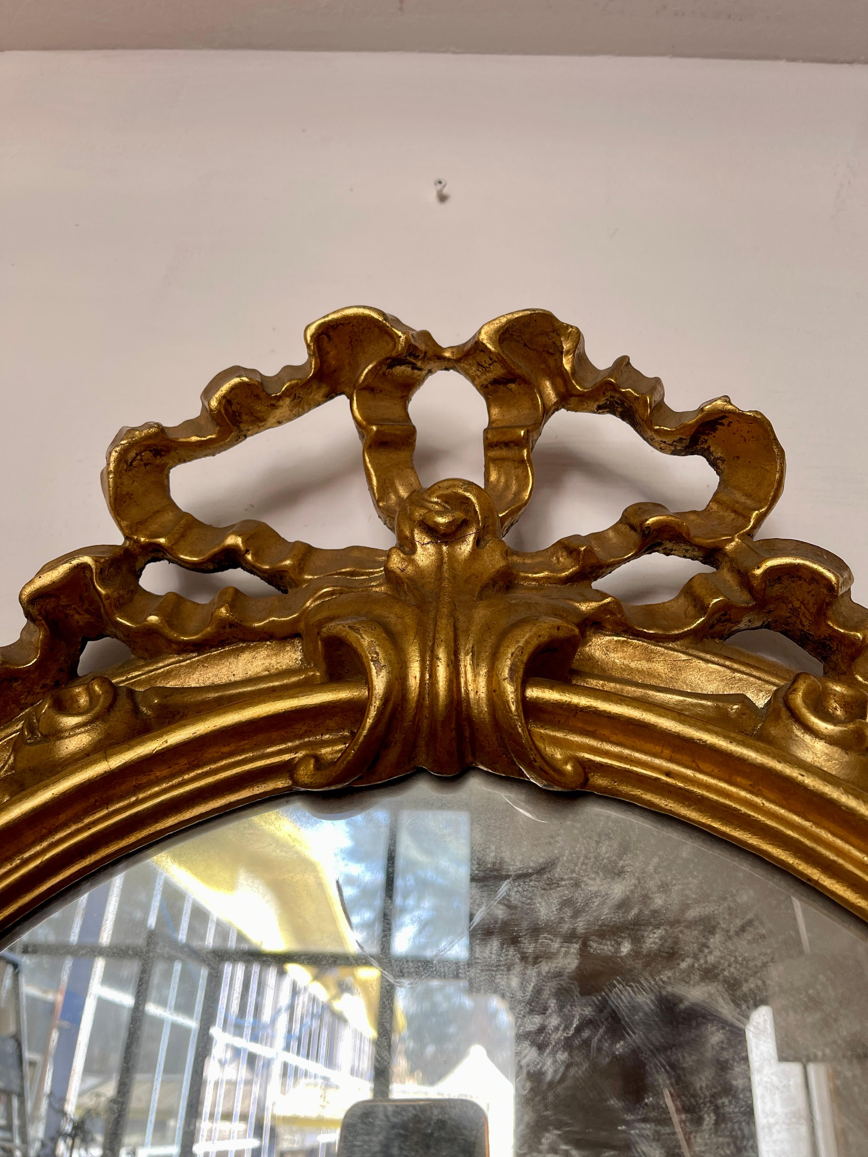 Hand-Crafted Antique French gold leaf mirror 19th century For Sale