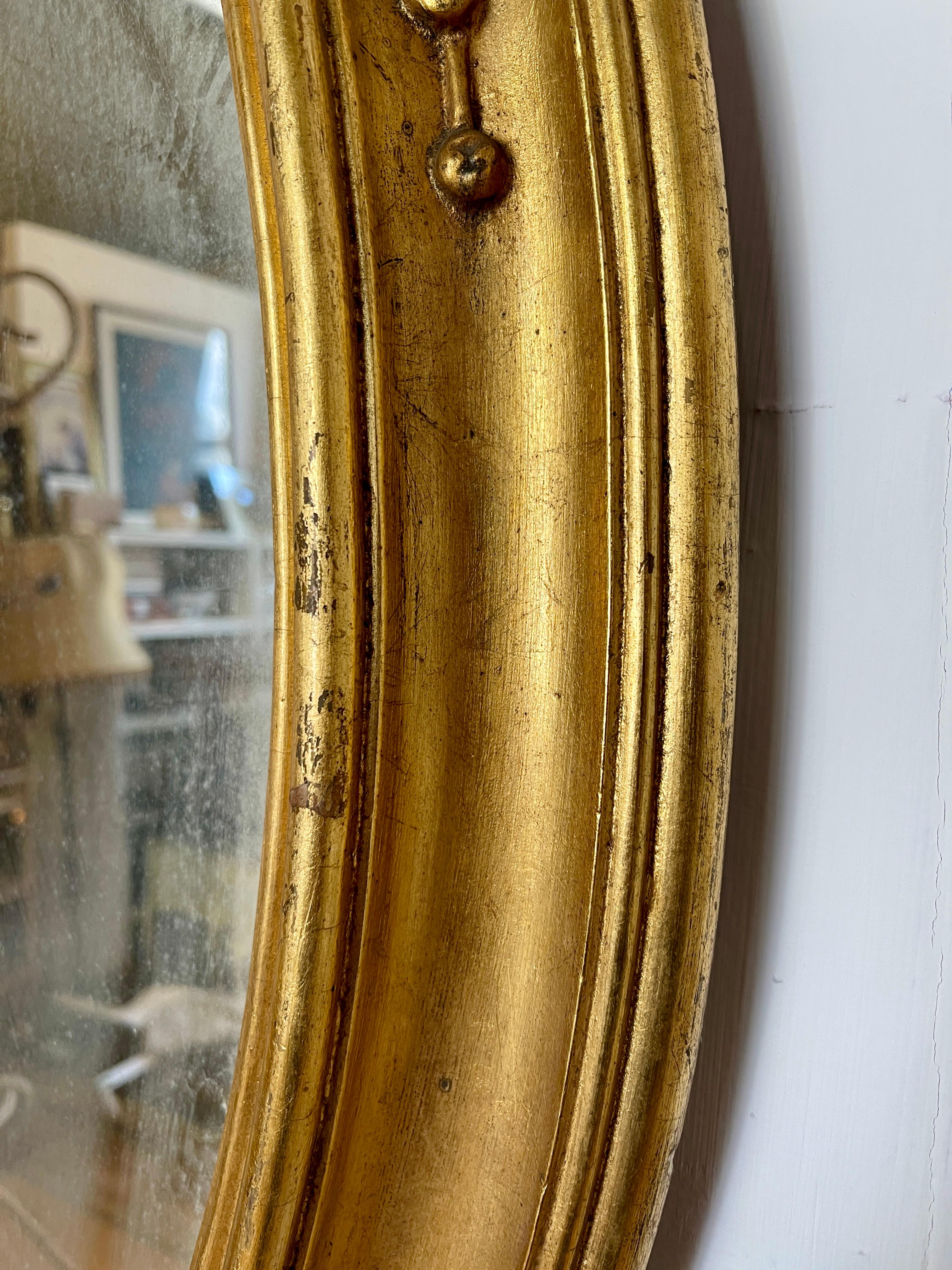 Gold Leaf Antique French gold leaf mirror 19th century For Sale