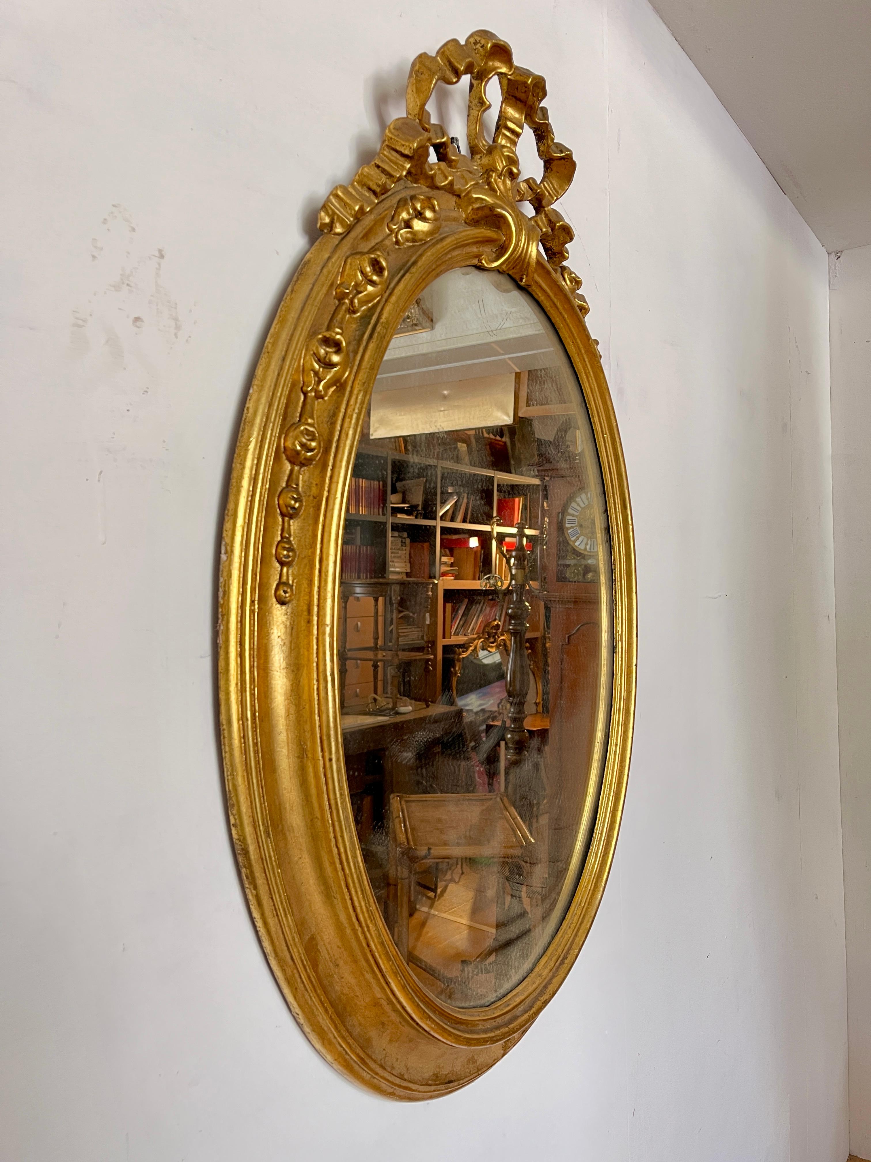 Antique French gold leaf mirror 19th century For Sale 2