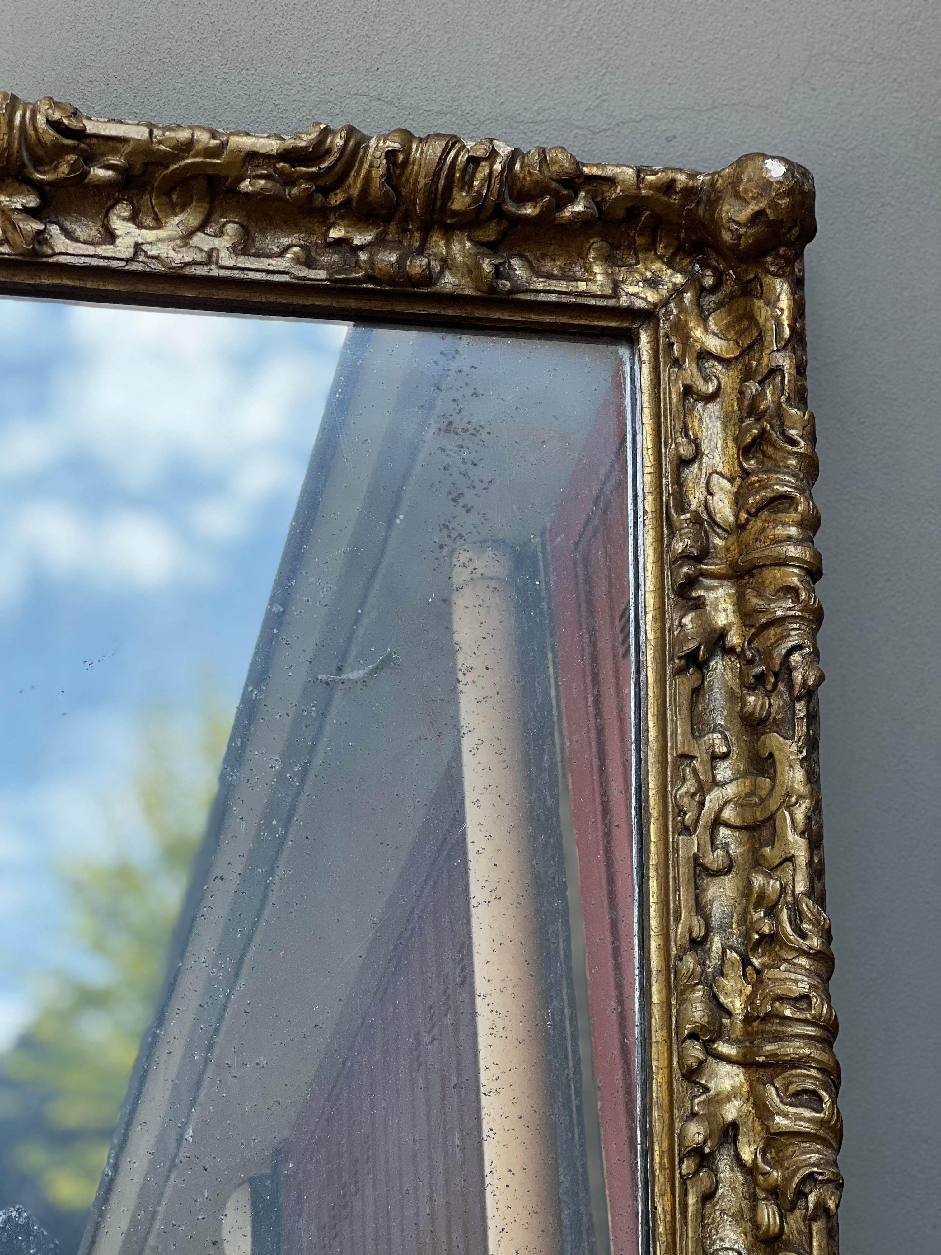 19th Century Antica Specchiera Quadrata in Oro Zecchino, Putti, Mirror, Specchiera For Sale