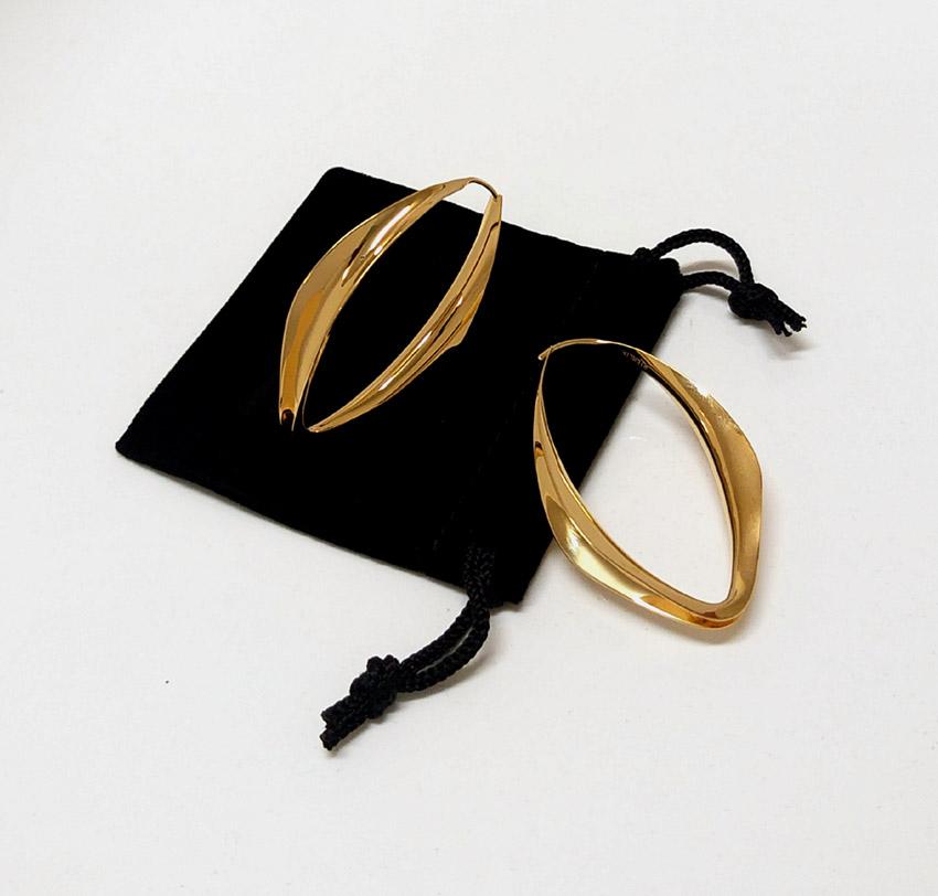 Vintage Anticlastic Gold hoops, Gerhard Herbst Studio Earrings In New Condition In Encinitas, CA
