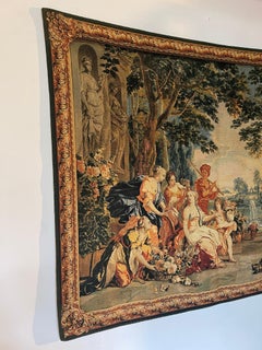 Antique French women's tapestry 19th century