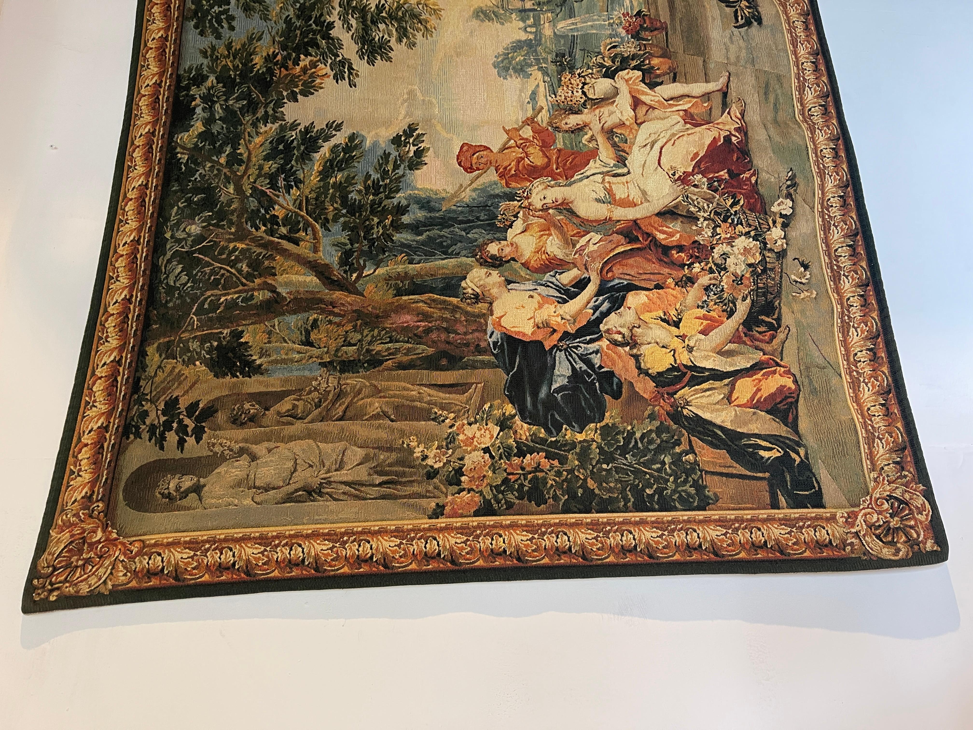 Antico arazzo francese donne XIX secolo (Aubusson) im Angebot