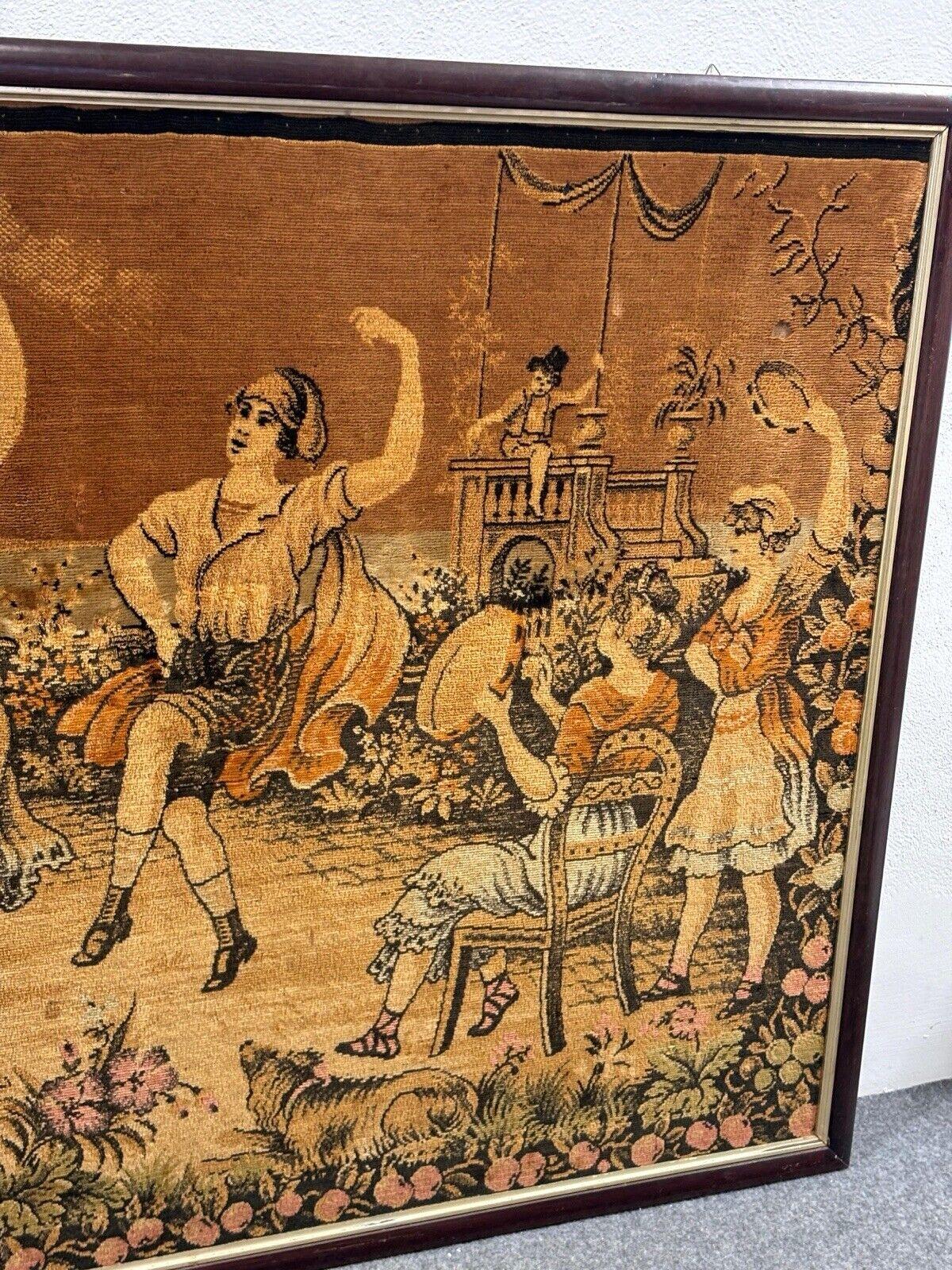 Late 20th Century Antique Fabric Tapestry with Young Dancers For Sale